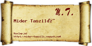 Mider Tasziló névjegykártya
